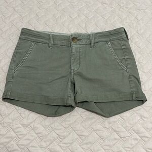 American Eagle Outfitters Stretch Midi Shorts in Olive Green